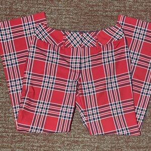 Tommy Hilfiger Red Plaid straight leg bold trousers classic women’s 6 statement